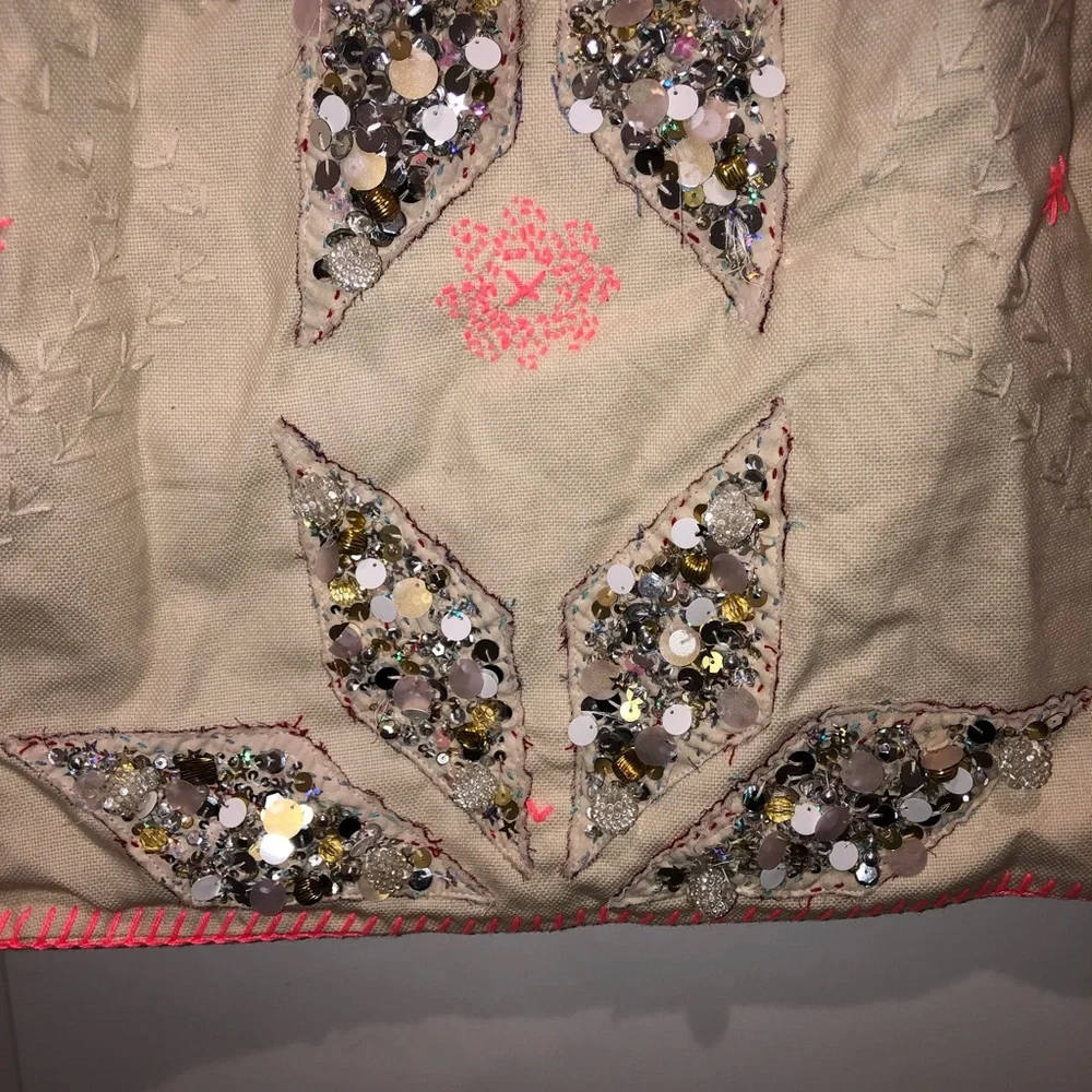 New FP One by Free People Perfect Present Beaded Gift Sack Pillow Sham